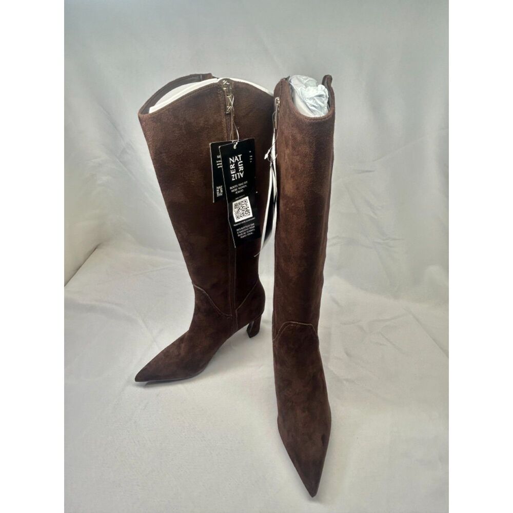 Naturalizer Chocolate Brown Emily Suede Knee High Heel Boots NIB Ret $290